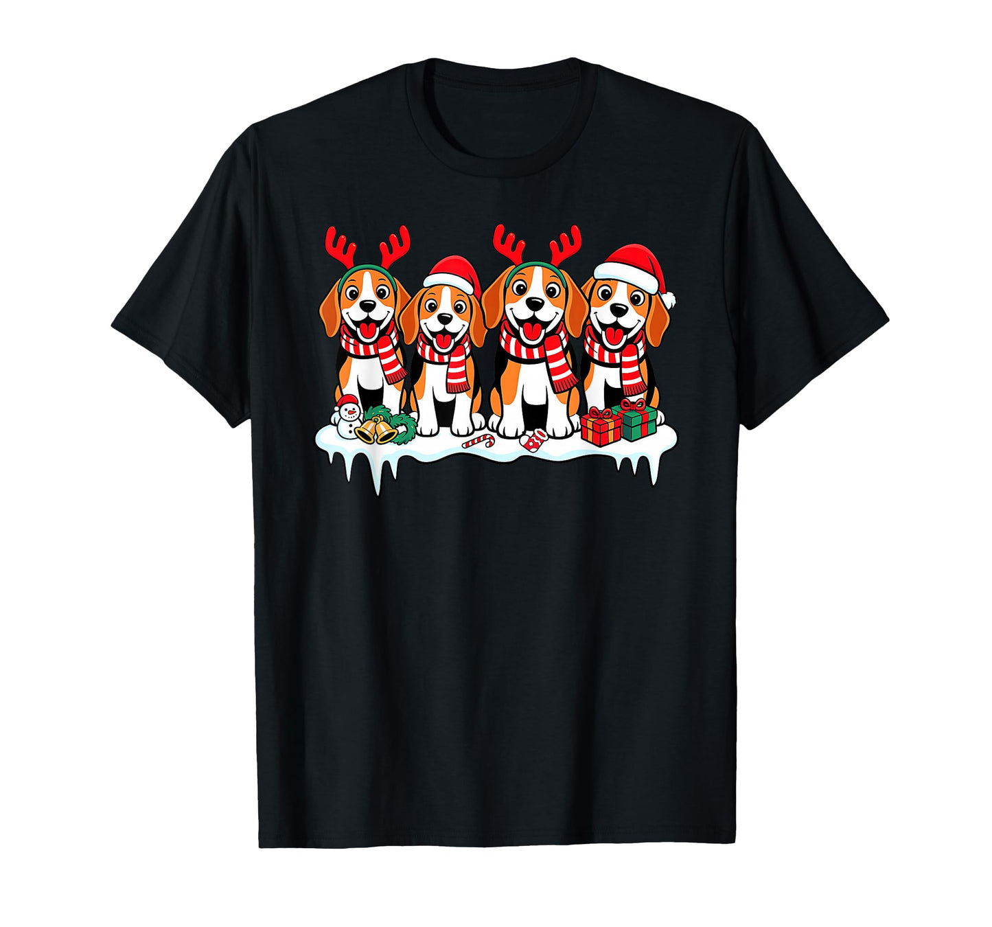 Beagle Dog Christmas Matching Family Pajama Xmas Santa T-Shirt