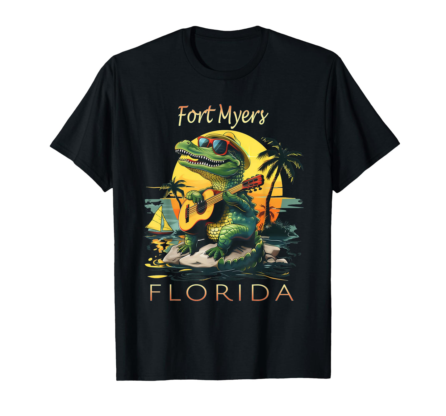 Fort Myers Florida Vacation Cute Alligator Sunset Souvenir T-Shirt