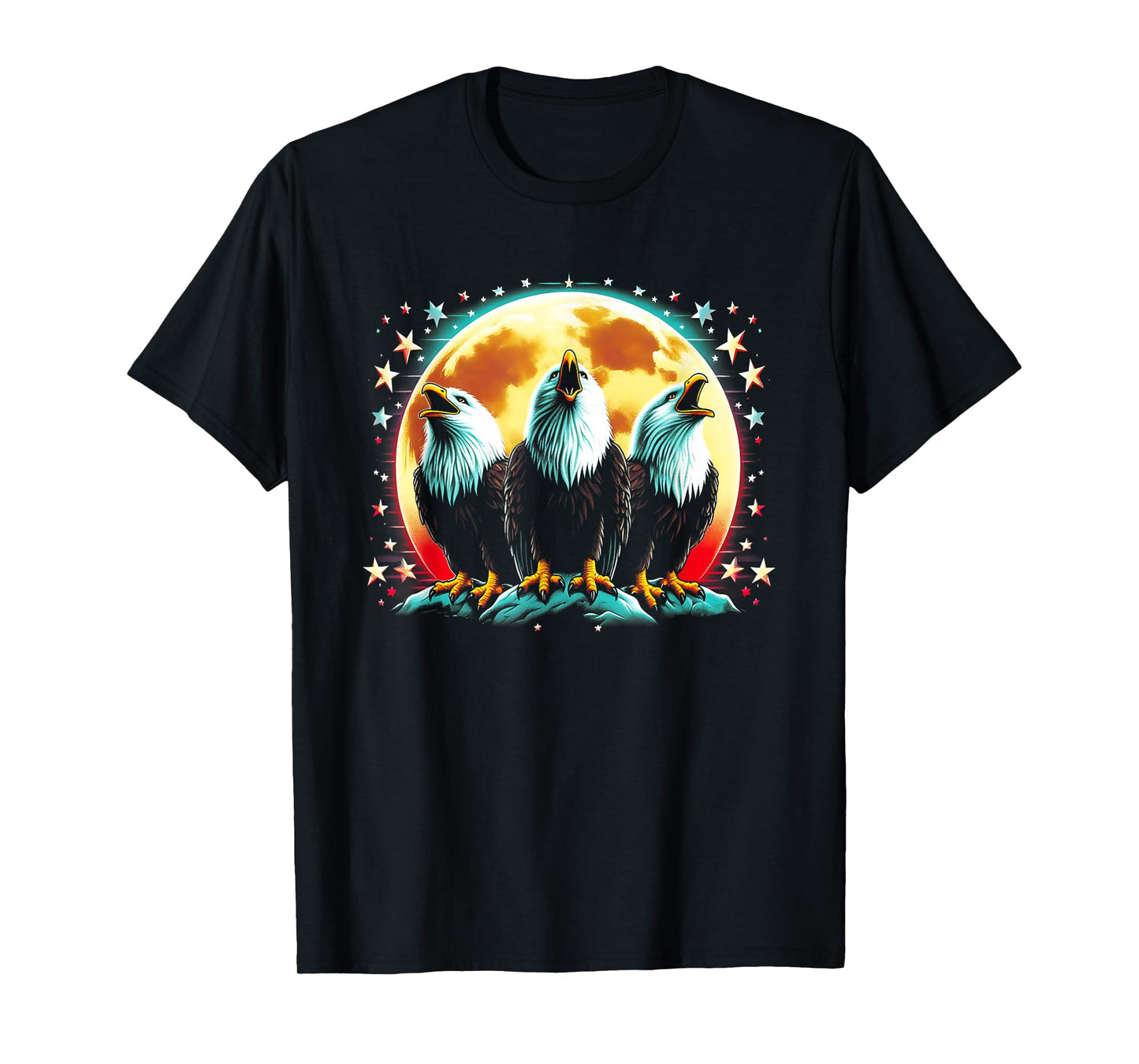 3 Eagles Howling At The Moon Funny Eagle Bird Lover Birder T-Shirt