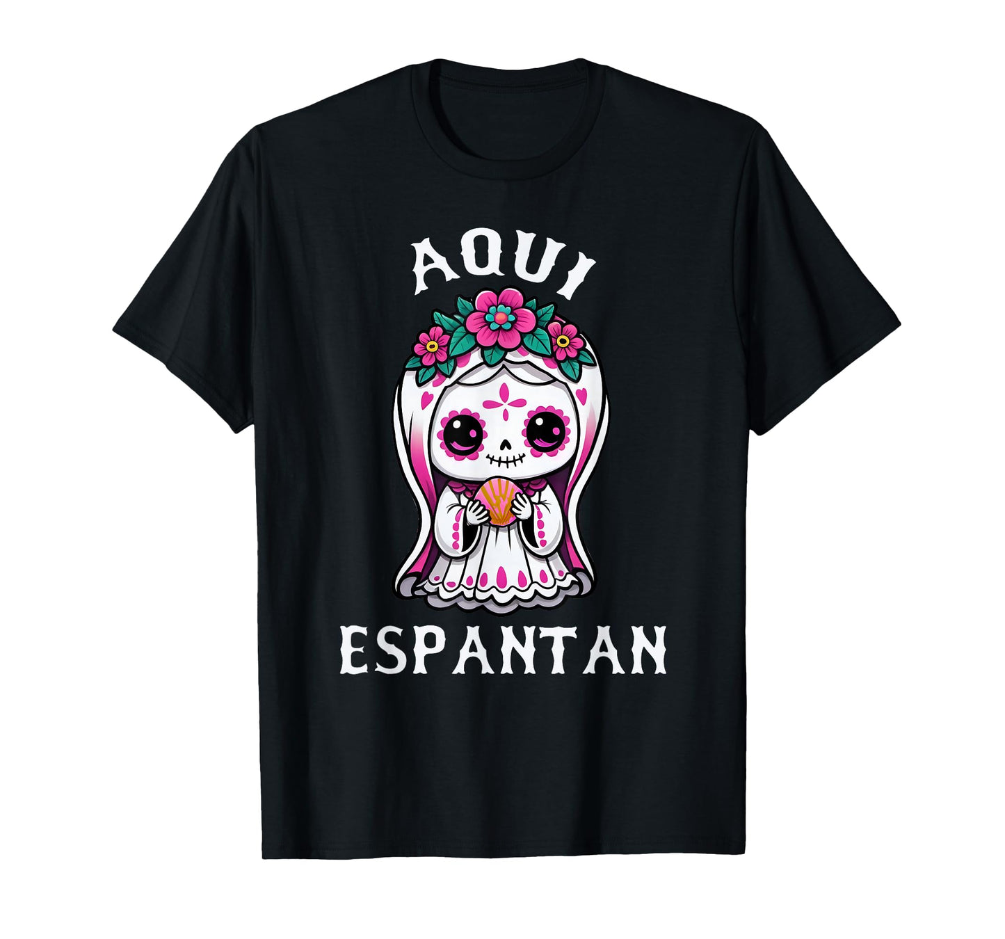 Aqui Espantan Ghost Pan Dulce Spanish Halloween Mexican T-Shirt