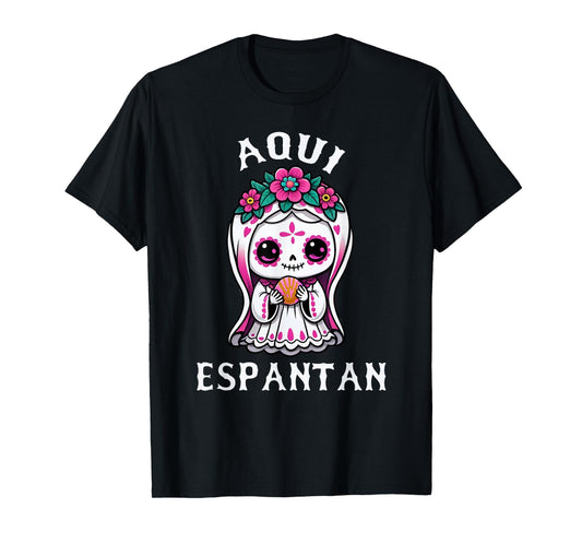 Aqui Espantan Ghost Pan Dulce Spanish Halloween Mexican T-Shirt