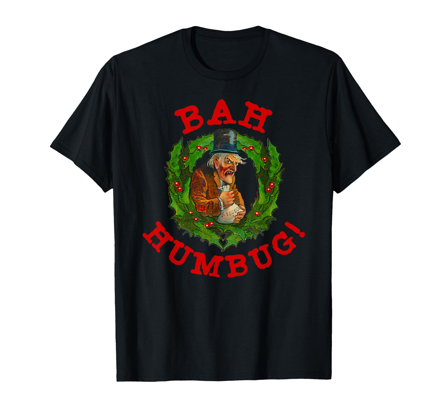 Ugly Christmas Party Scrooge Bah Humbug Christmas Wreath T-Shirt