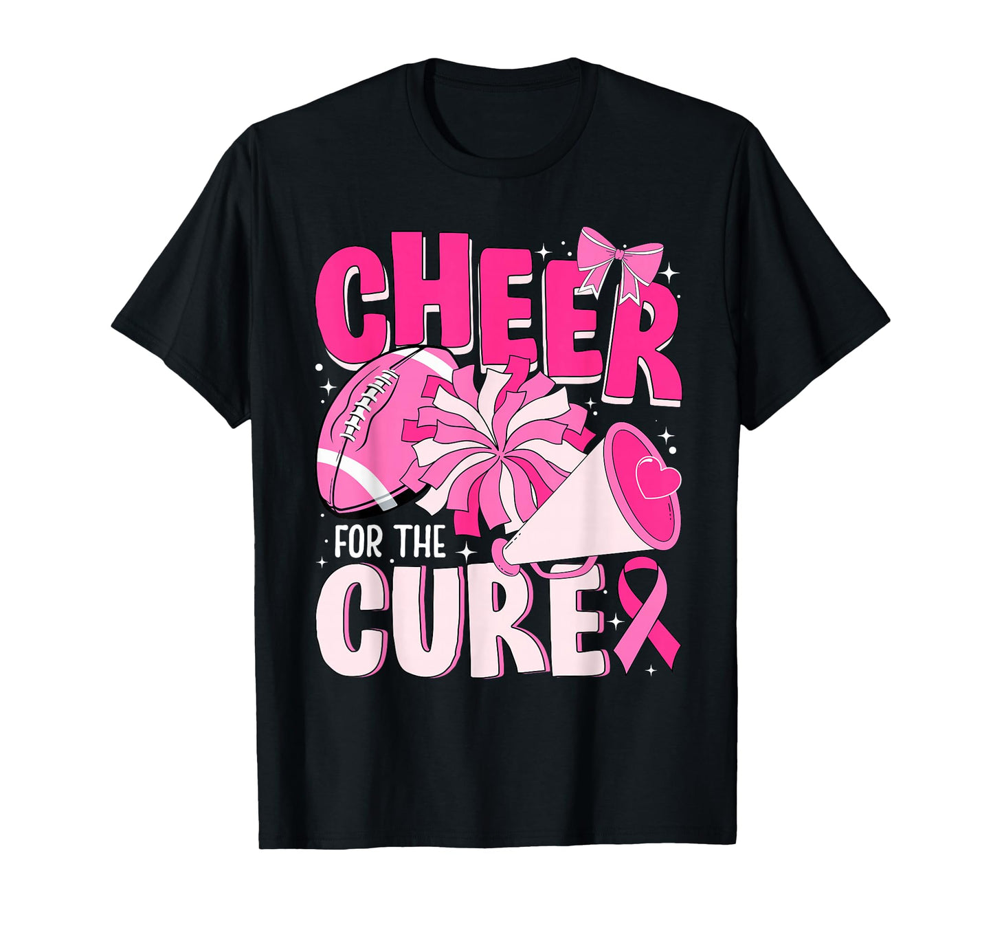 Cheer For The Cure Pink Ribbon Football Tee T-Shirt