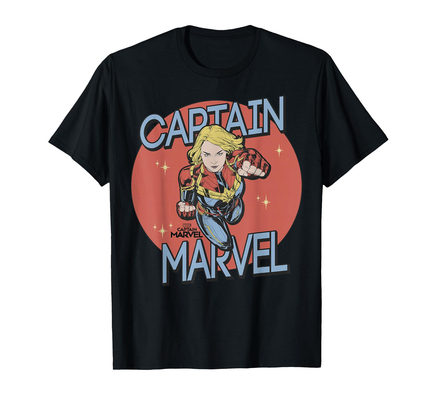 Captain Marvel Red Spot Action Pose Logo Graphic T-Shirt T-Shirt