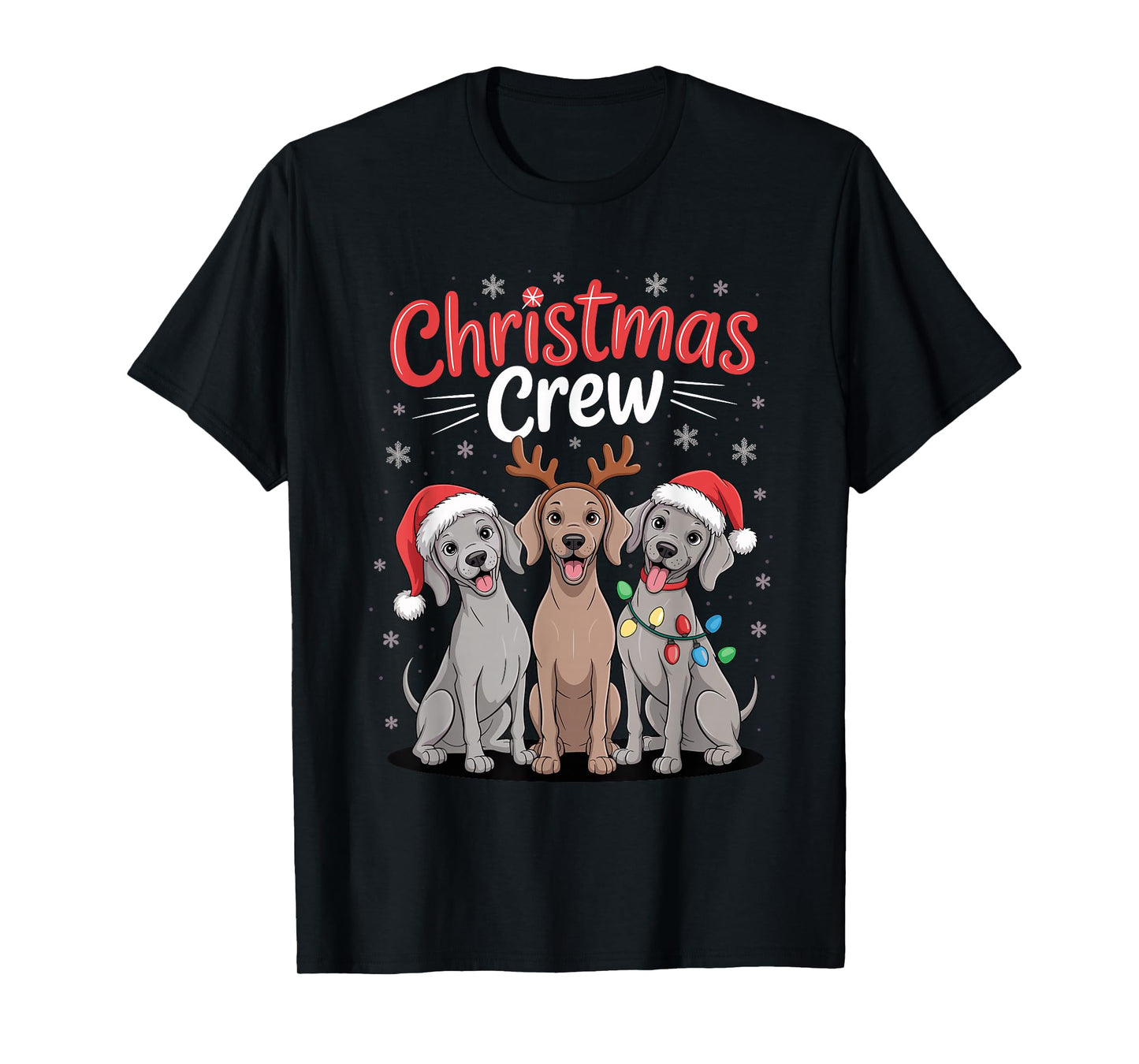 Christmas Crew Xmas Puppy Dog Funny Christmas Weimaraner T-Shirt