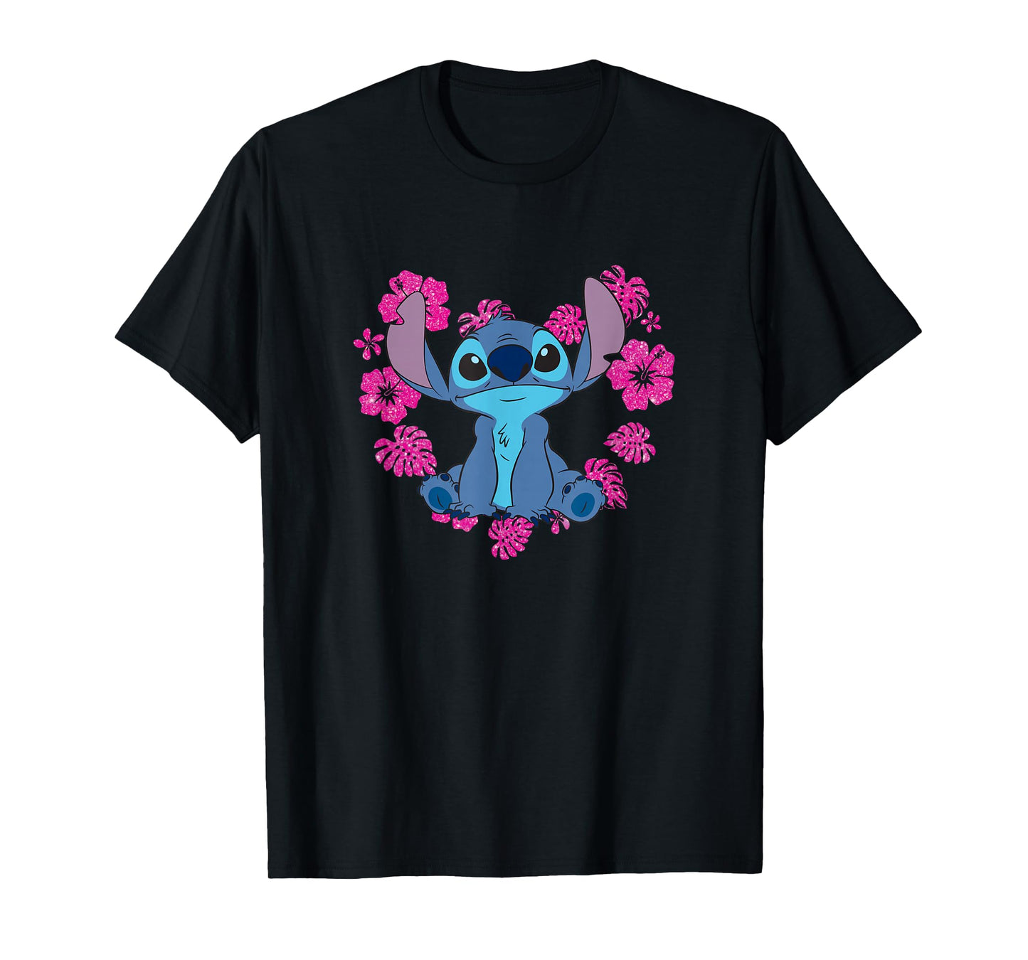 Disney Lilo & Stitch Heart Flower Shape Cute Stitch Big Logo T-Shirt