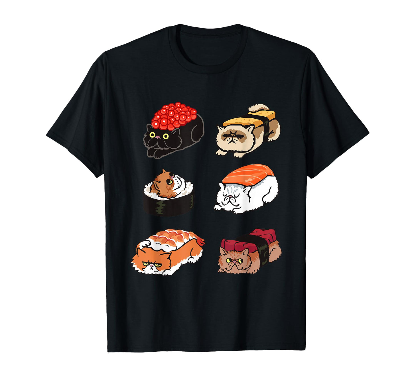 Sushi Persian Cat Funny T- shirt by Huebucket T-Shirt