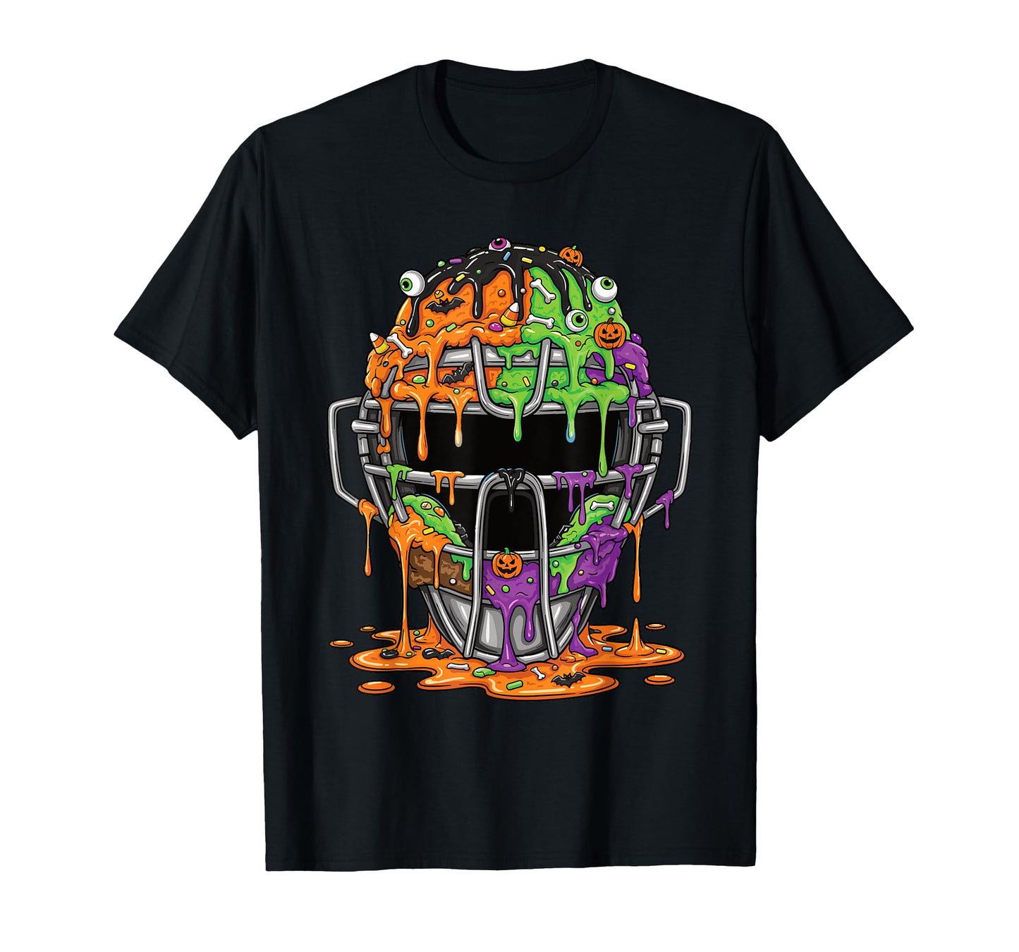 Baseball Catcher Mask Ice Cream Dripping Halloween Baseball T-Shirt