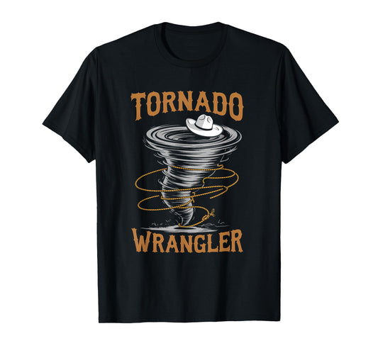 Bold Western Cowboy Graphic Design Tornado Wrangler T-Shirt