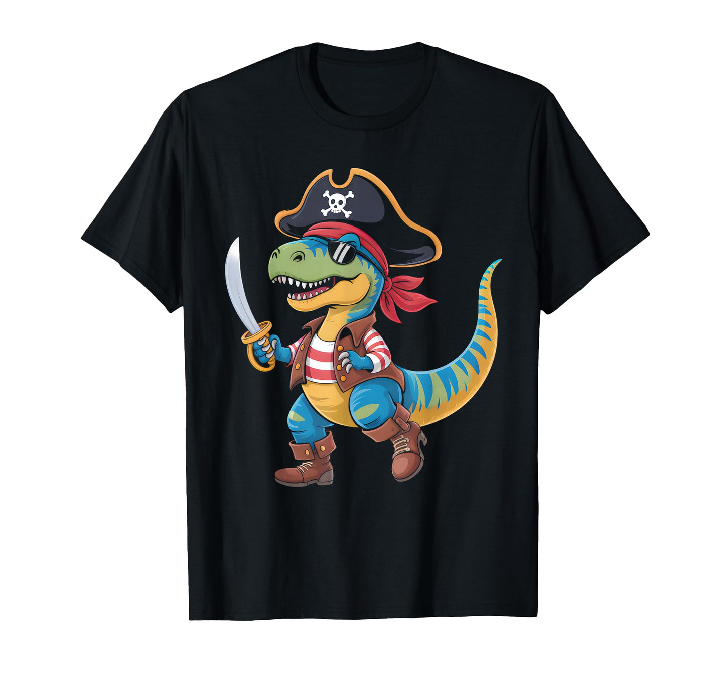 Toddler Boy Halloween Shirt Kids Funny Pirate Dinosaur T Rex T-Shirt