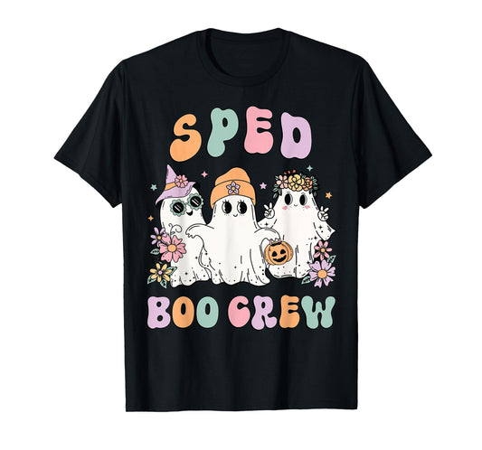SPED Boo Crew Halloween Floral Ghost Special Ed SPED Teacher T-Shirt for Men Women Kids