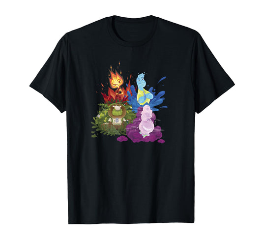 Disney Pixar Elemental Four Elements Group Shot Poster T-Shirt