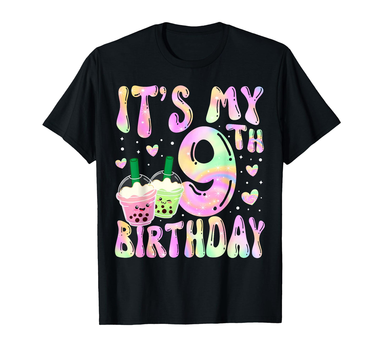 It's My 9th Birthday Bubble Boba Tea Party 9 Year Old Girl T-Shirt