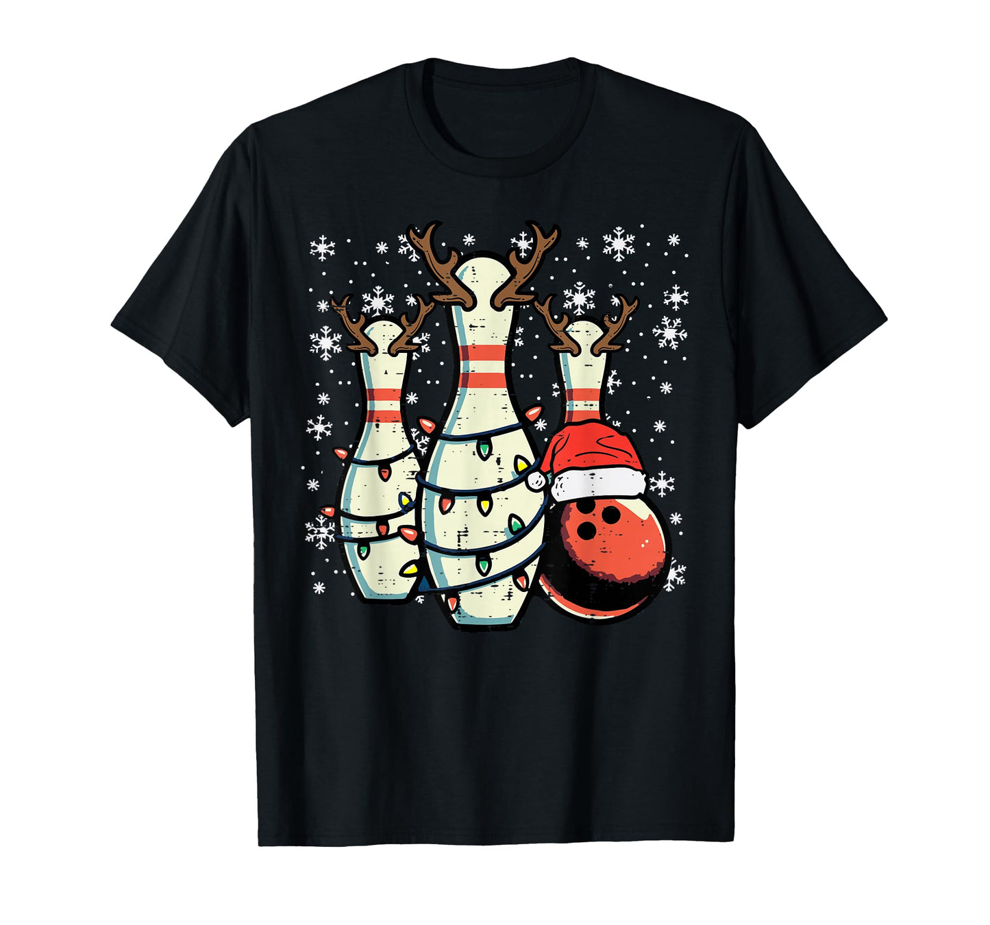 Christmas Bowling Pins Reindeer Xmas Bowler Women Men Kids T-Shirt