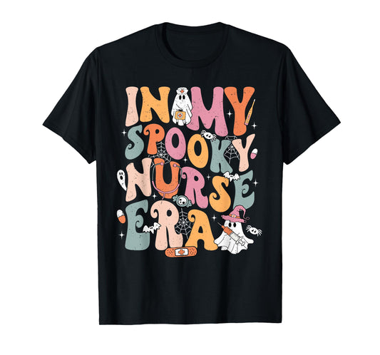 Groovy In My Spooky Nurse Era Ghost Halloween Nursing T-Shirt
