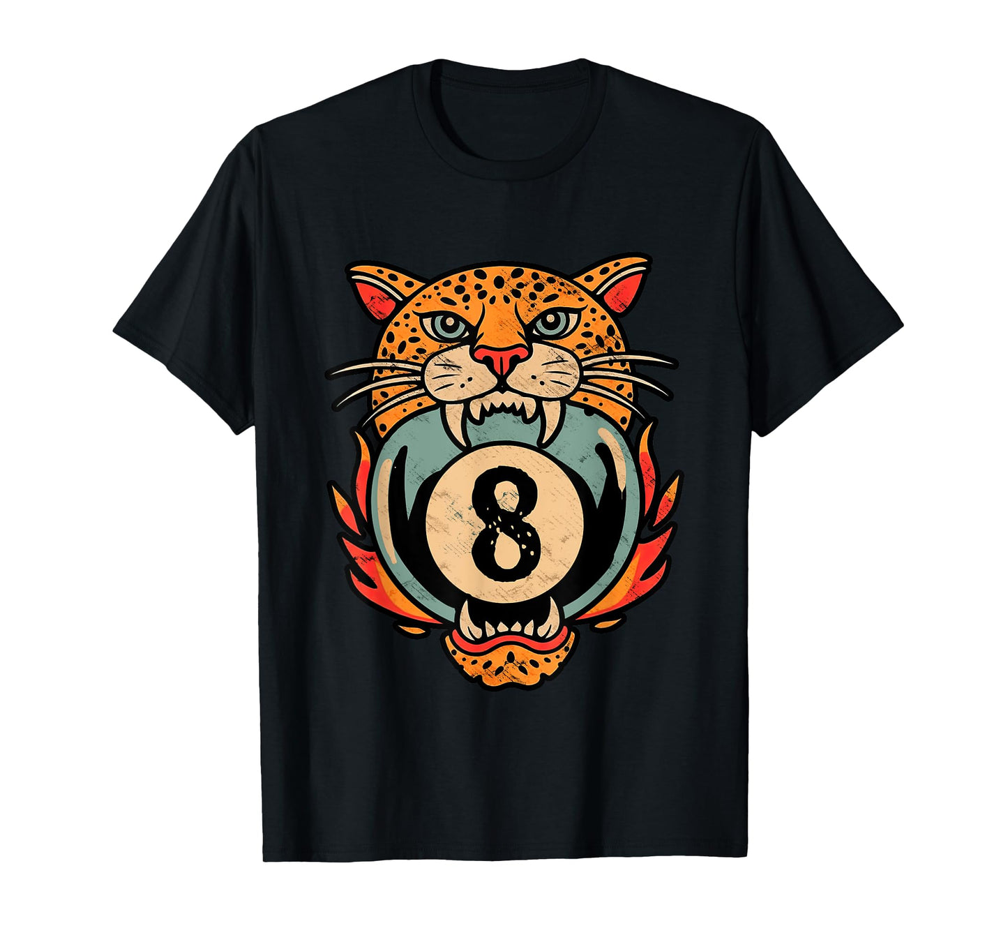 Lucky Leopard 8 Ball Aesthetic Pool Player Luck Women Girls T-Shirt