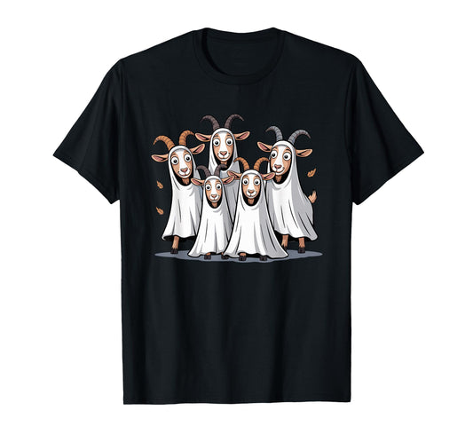 Goats in Halloween Ghost Costumes Fun Design T-Shirt