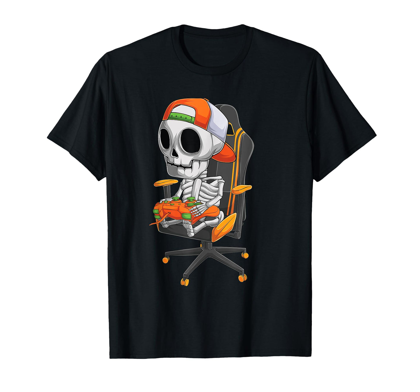 Halloween skeleton gamer video gaming boys men kids teens T-Shirt