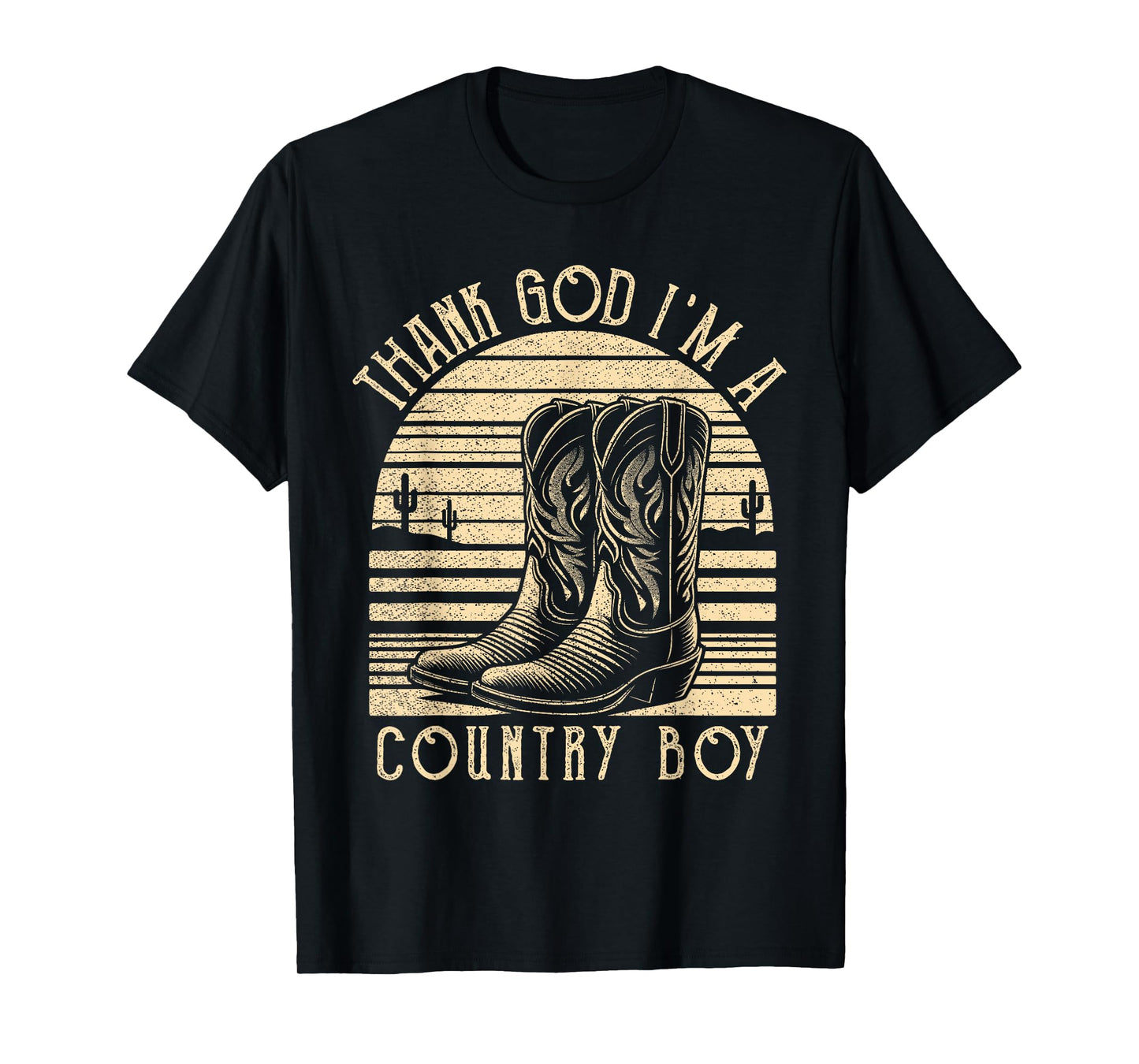 Thank God I'm A Country Music Boy Cowboy Western Retro T-Shirt