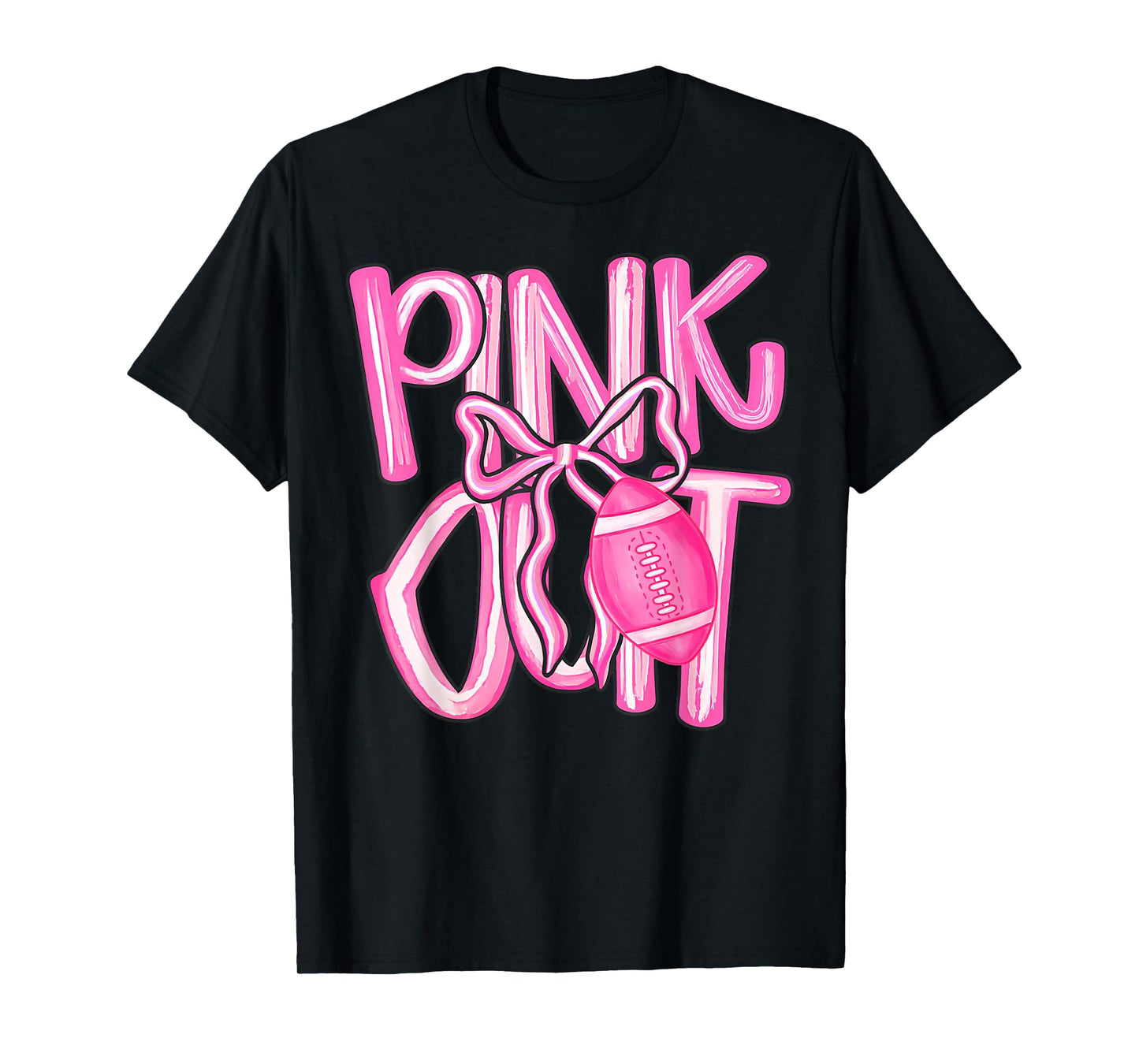 Pink Out Football Bow Preppy Breast Cancer Awareness Women T-Shirt