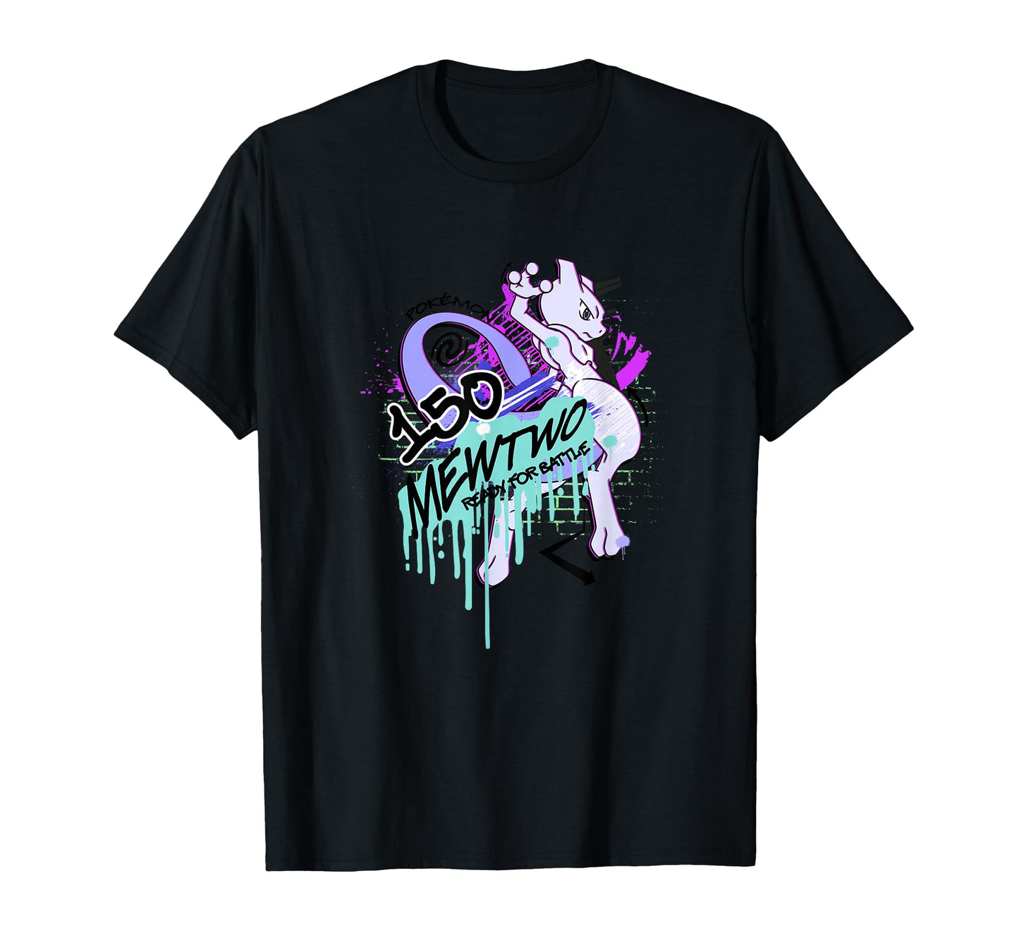 Pokémon Mewtwo Retro Graffiti #150 Ready For Battle T-Shirt