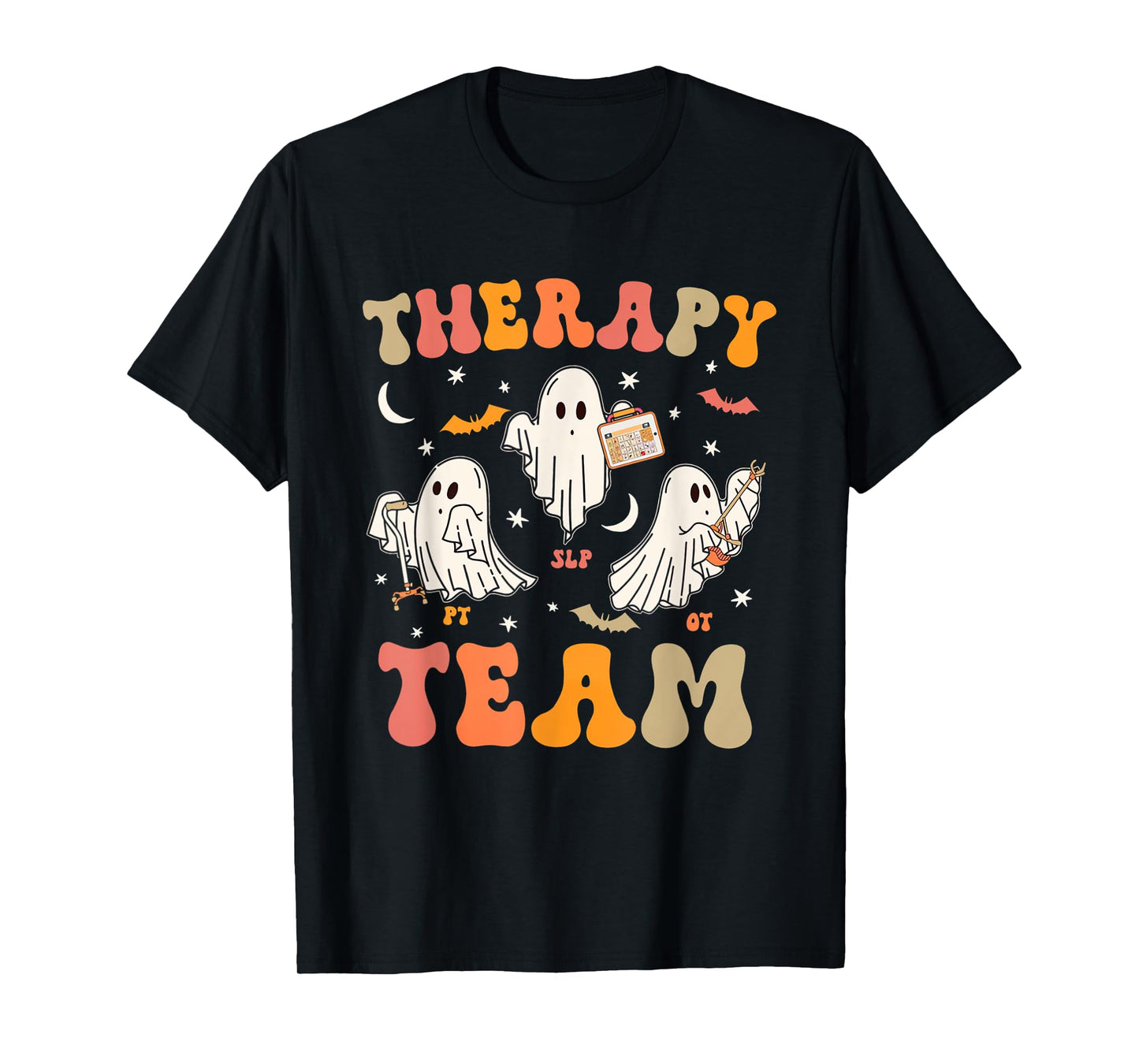 Therapy Team Halloween SLP OT PT Spooky Ghost Speech Therapy T-Shirt