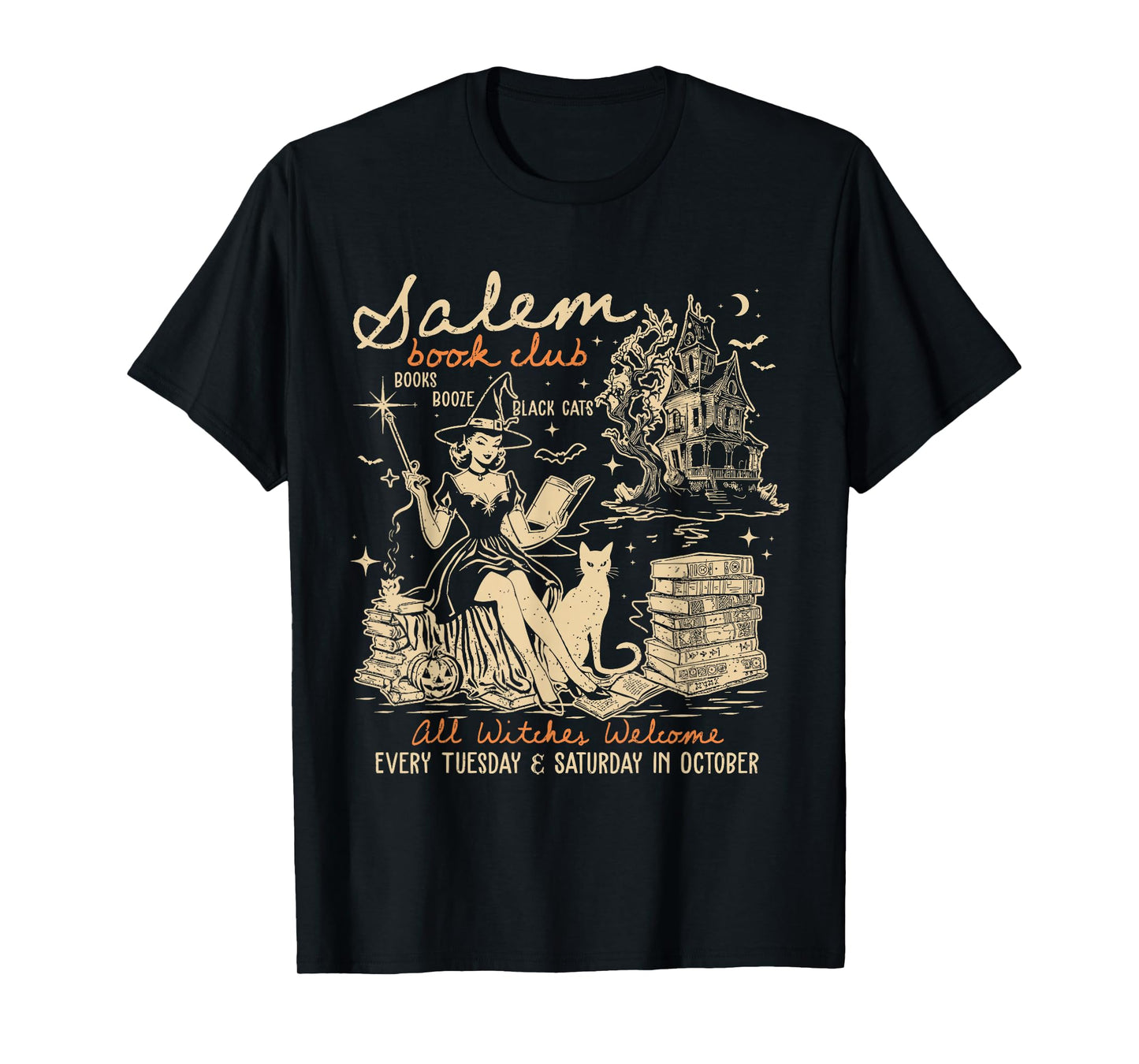 Salem Book Club Witches Witchy Witch Spooky Season Halloween T-Shirt