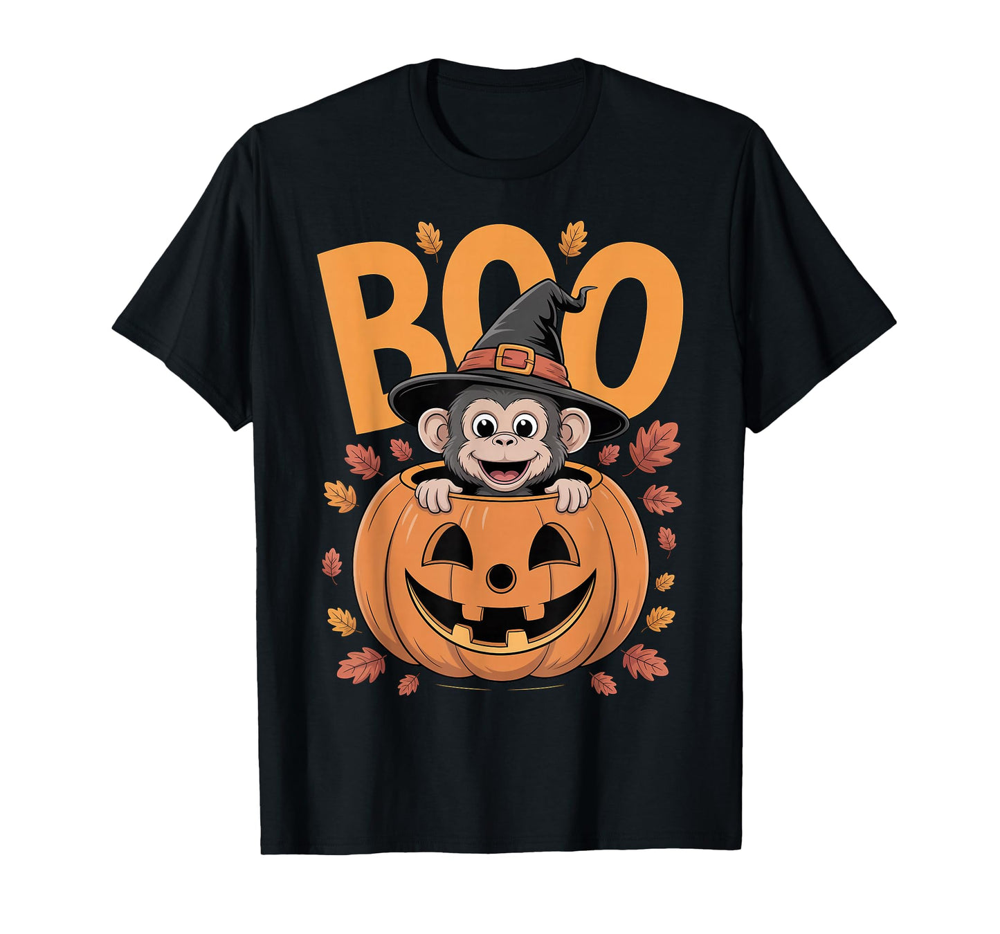 Monkey Costume on Pumpkin Halloween Monkey T-Shirt