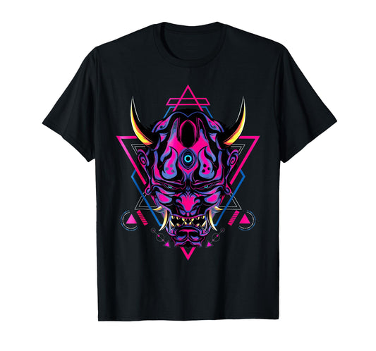 Samurai Demon Oni Akuma Mask Bushido Spirit Japanese T-Shirt