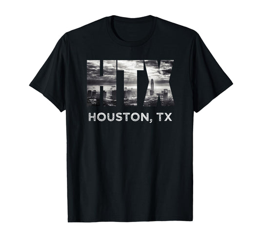HTX City of Houston Skyline Art Downtown Texas Souvenir Gift T-Shirt