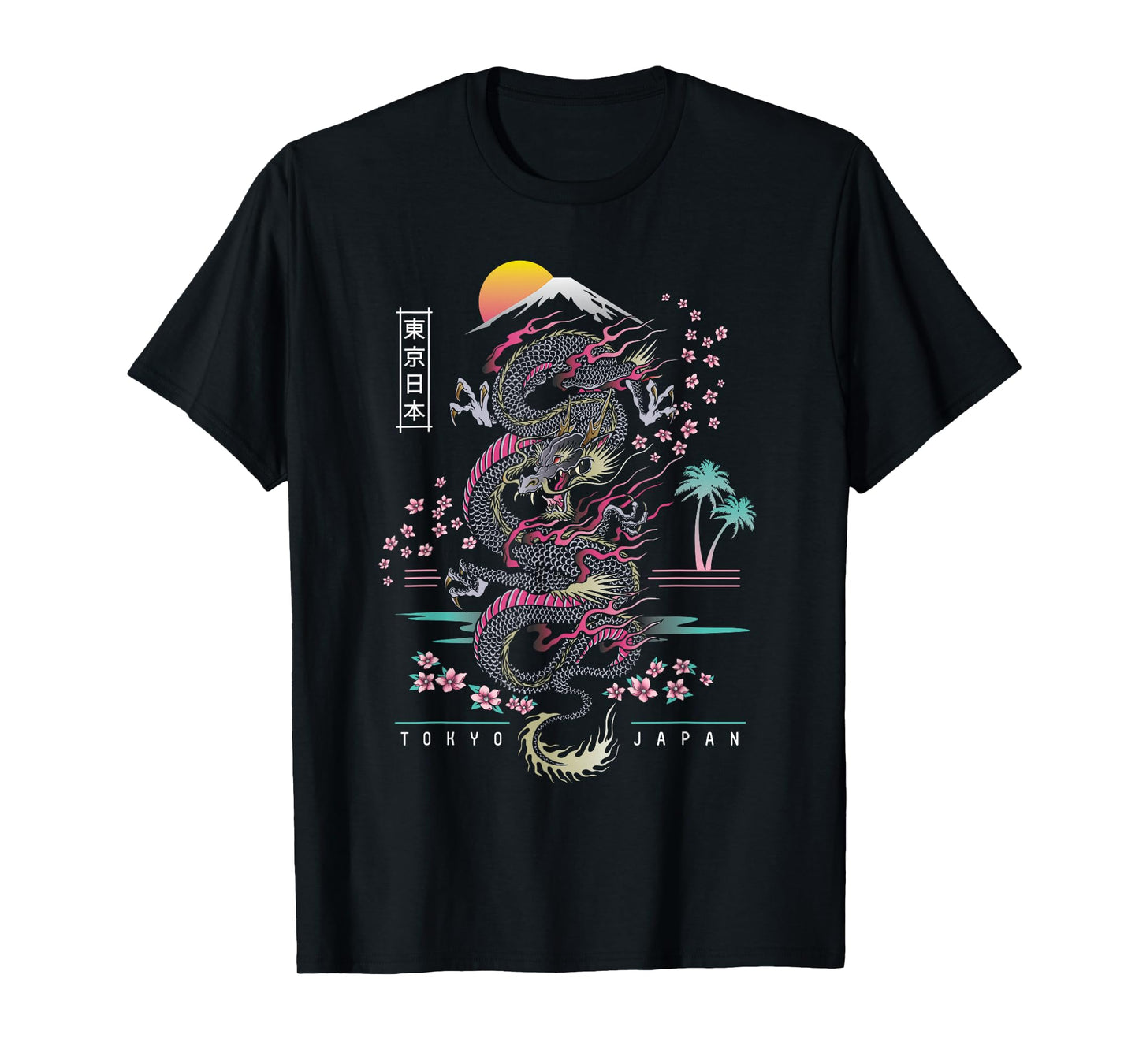 Japanese Tokyo Dragon Asian Inspired Retro 80’s Style T-Shirt