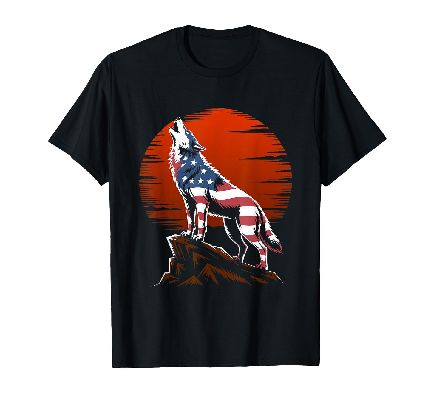 4th of July USA American Flag Wolf Patriotic Wolf Freedom T-Shirt