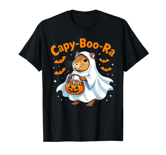 Capy Boo Ra Halloween Ghost Capybara Candy T-Shirt