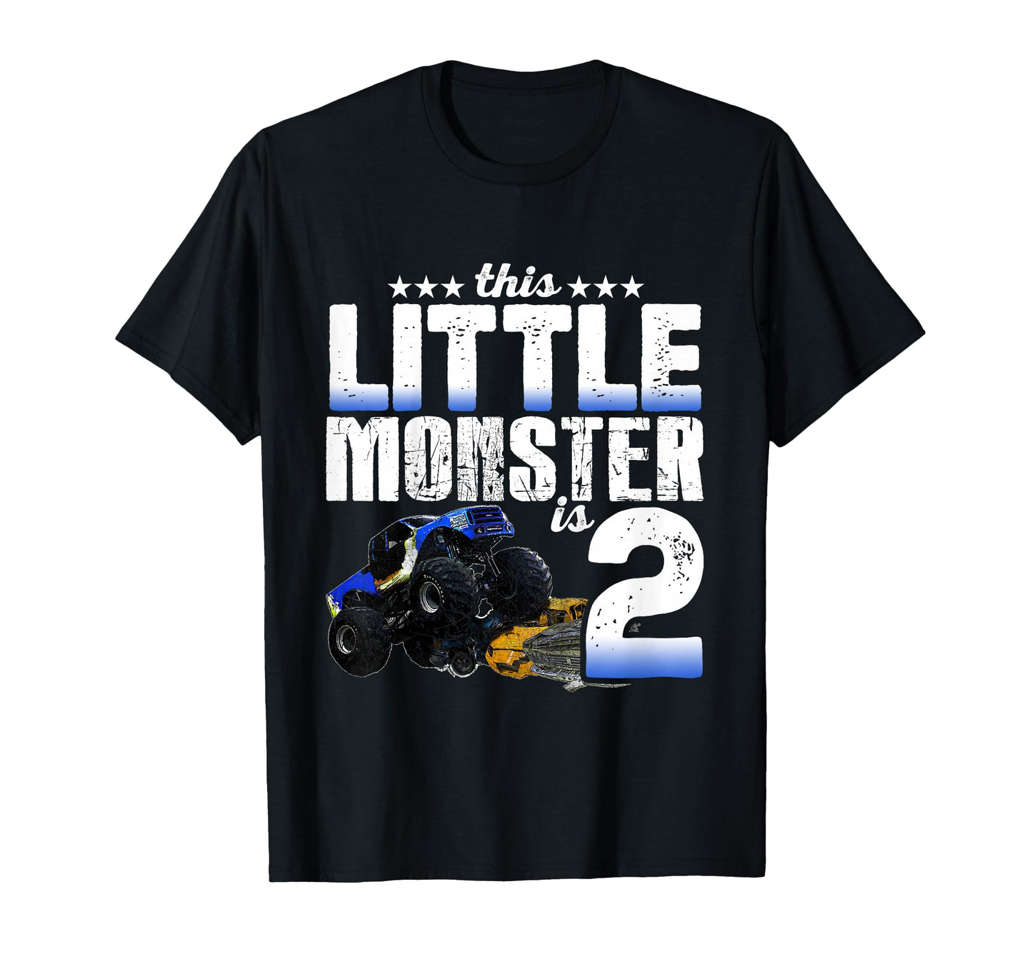 2 Years Old Little Monster Truck Shirt 2nd Birthday Gift Tee T-Shirt
