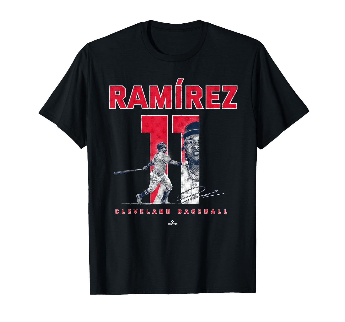 Number and Portrait Jose Ramirez Cleveland MLBPA T-Shirt