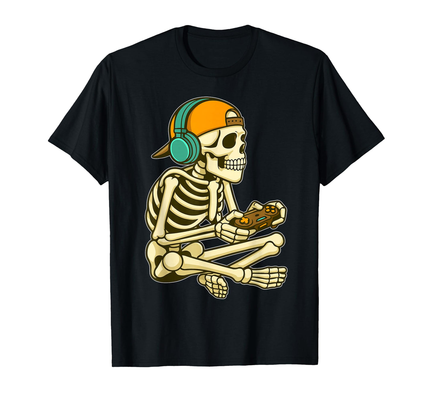 Gamer Skeleton Halloween Boys Gamer Video Gaming Kids Men T-Shirt