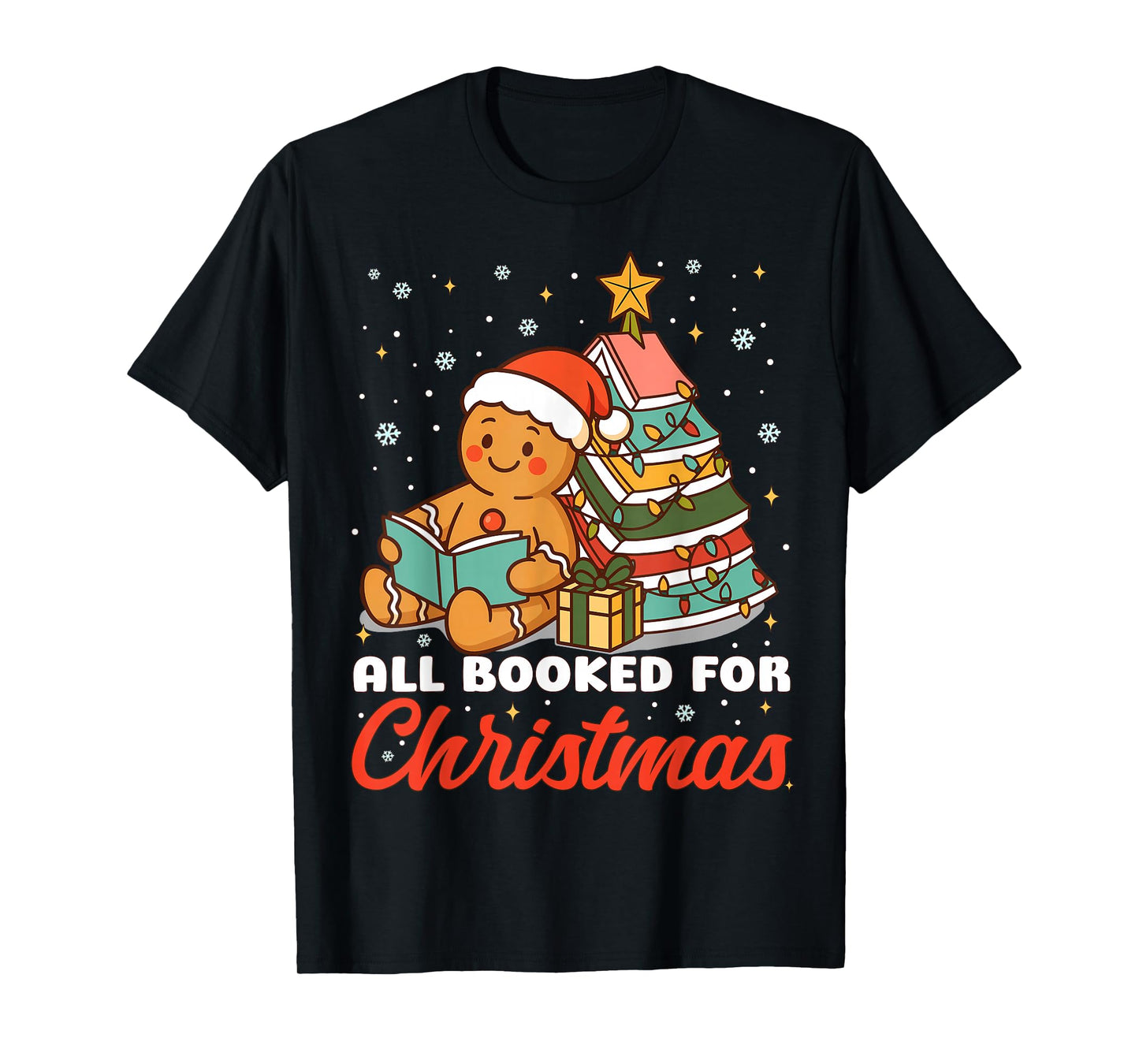 All Booked for Christmas Gingerbread Christmas Tree Book Kid T-Shirt