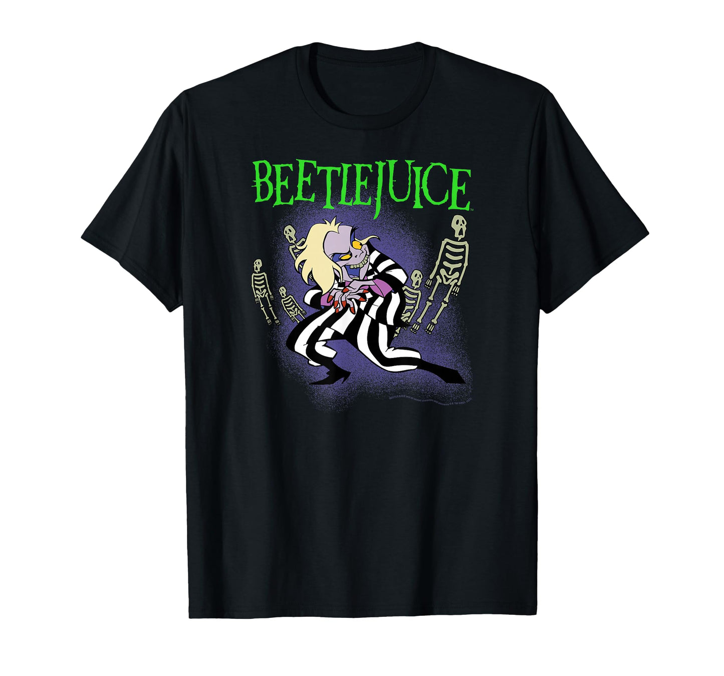 Beetlejuice Scheming Beetlejuice with Skeletons Cartoon T-Shirt