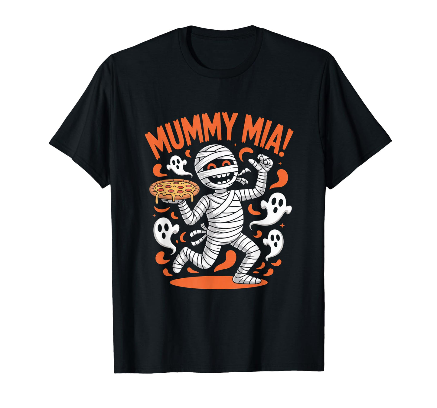 Mummy Mia Funny Halloween Ghost Pizza T-Shirt