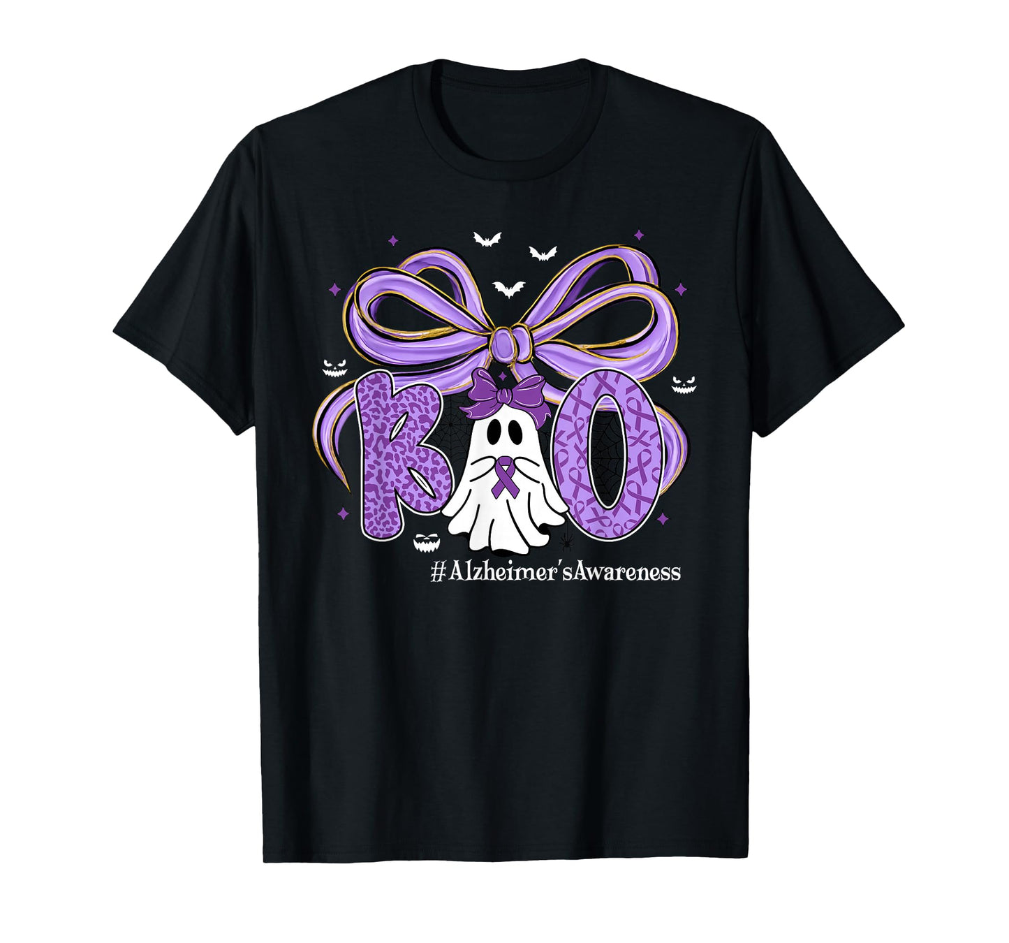 Purple Coquette Ghost Boo Alzheimer's Awareness Halloween T-Shirt