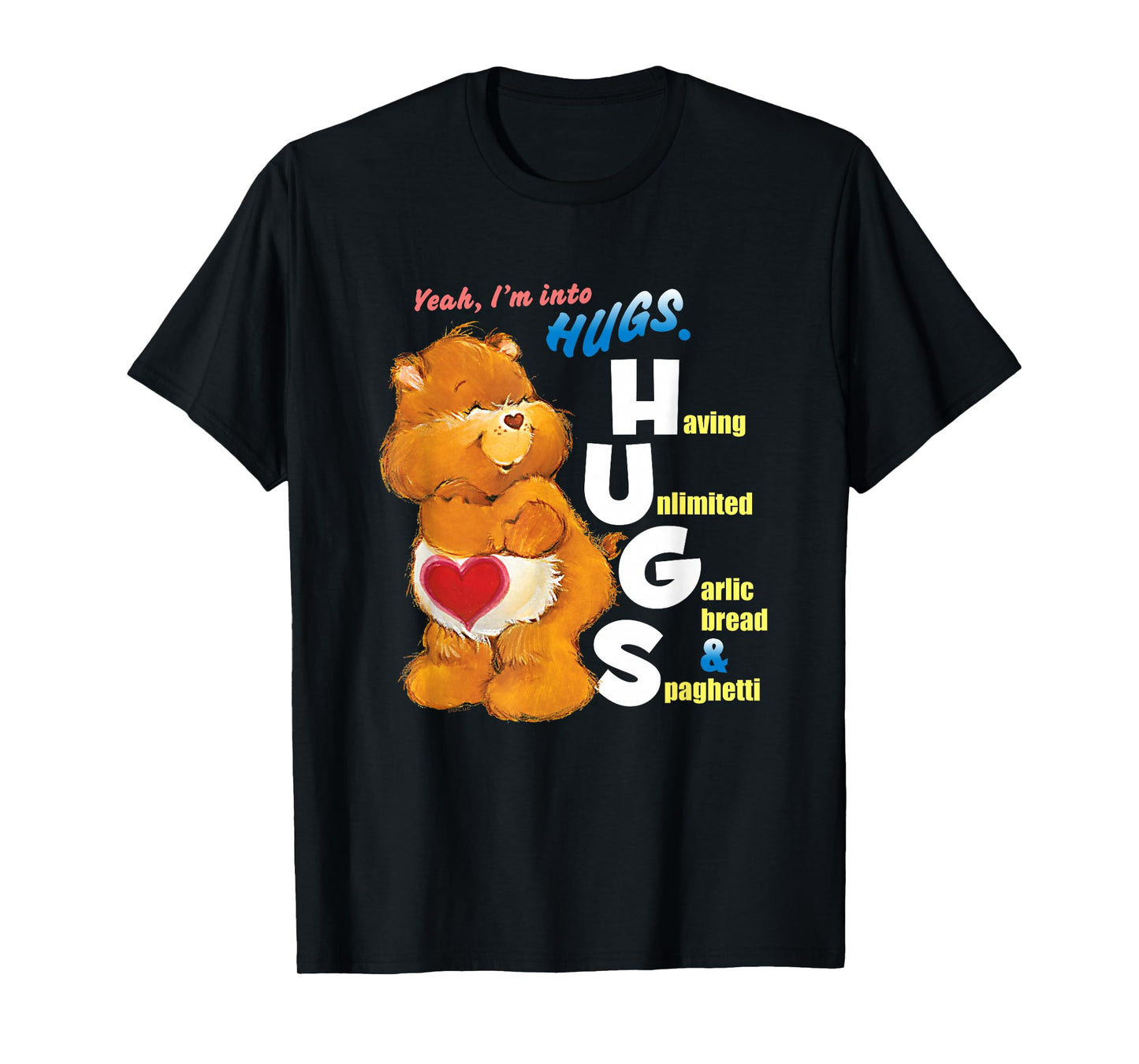 Care Bears Into Hugs Garlic Bread & Spaghetti Funny Cartoon T-Shirt