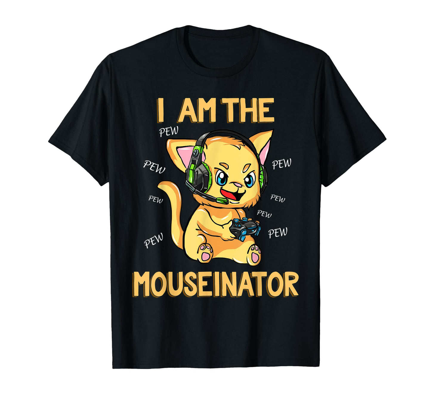 Cat Gamer with Headset Funny Gaming Men Women Kids T-Shirt