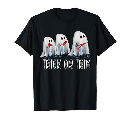Funny Halloween Hairstylist Ghost Trick Or Trim Spooky T-Shirt