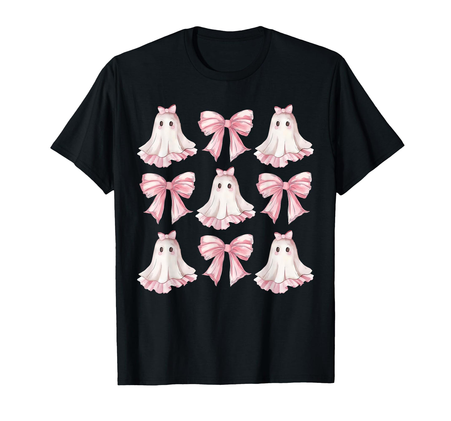 Retro Pink Bow Ghost Shirt | Cute Ghost Graphic Girl Women T-Shirt