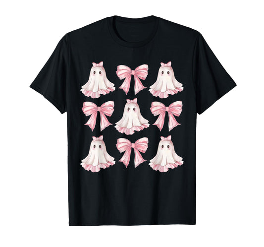 Retro Pink Bow Ghost Shirt | Cute Ghost Graphic Girl Women T-Shirt