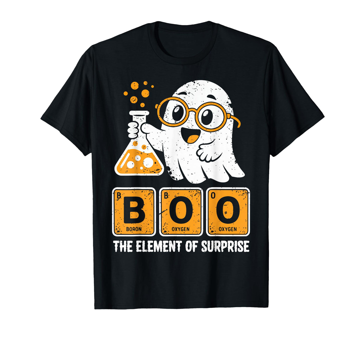 Boo Ghost Chemistry Pun Science Periodic Table Halloween T-Shirt