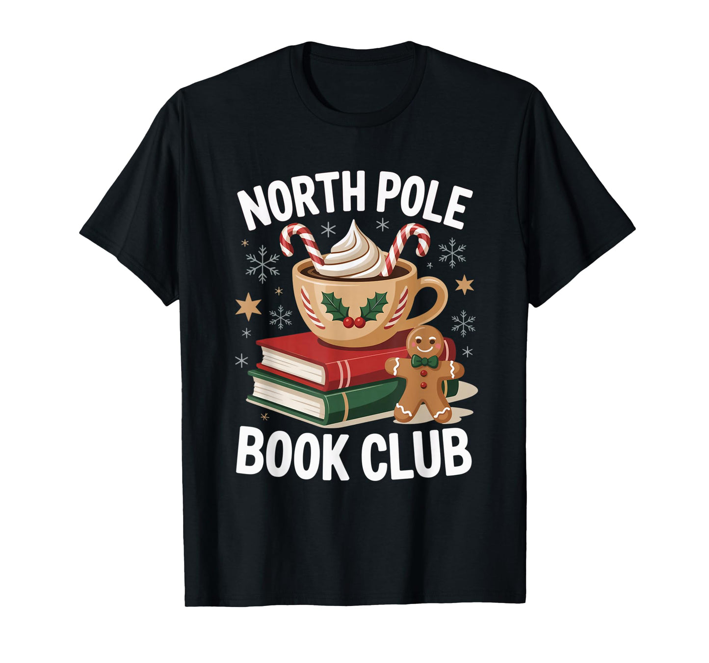 North Pole Book Club Cozy Christmas Holiday Design T-Shirt