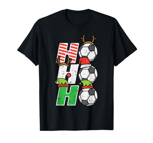 Christmas Football Ho Ho Ho Soccer Xmas Sport Men Women Kids T-Shirt