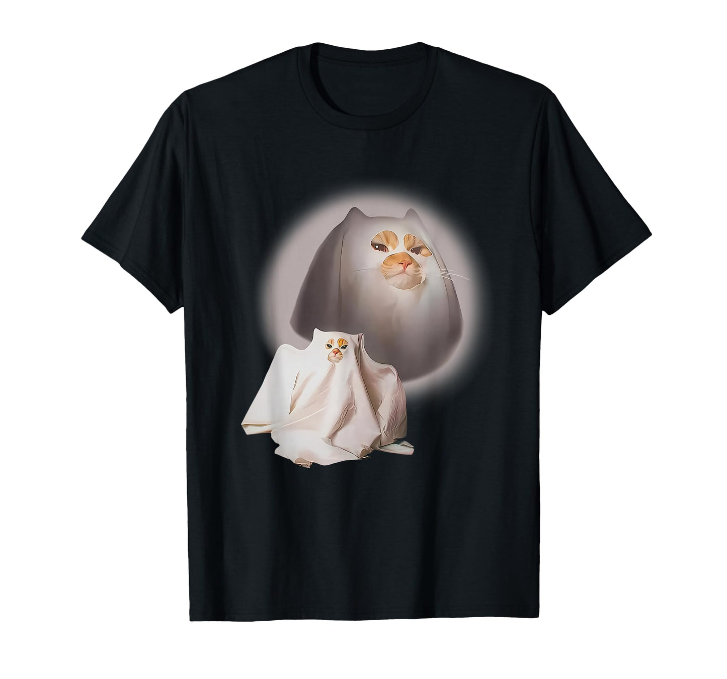 Ghost Cat Meme Funny Halloween Men Women Kids T-Shirt