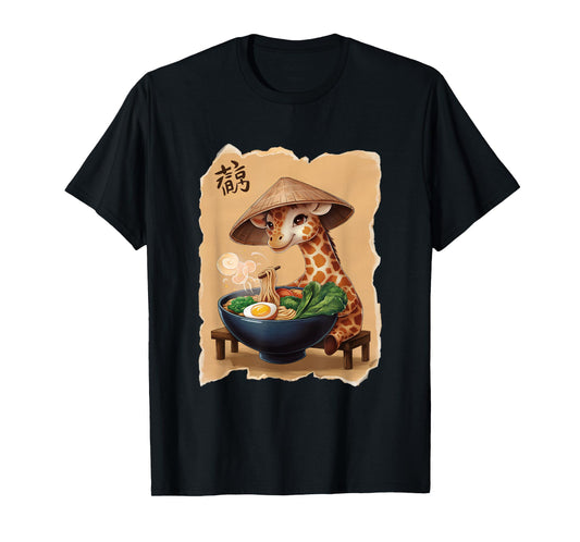 Giraffe Men Woman Kawaii Eating Ramen Japanese Giraffe T-Shirt